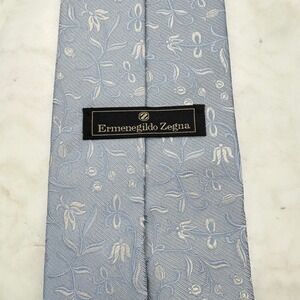 Ermenegildo Men's Tie Silk Blue Floral 3.75x61" Formal Office Easter Spring
